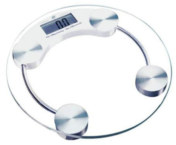 Cantar Corporal SIKS Transparent Afisaj Electronic Oprire Automata Sticla Rotund 