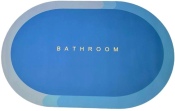Covor de Baie Antiderapant SIKS Model &bdquo Bathroom&rdquo Oval 90 x 60 cm Albastru 