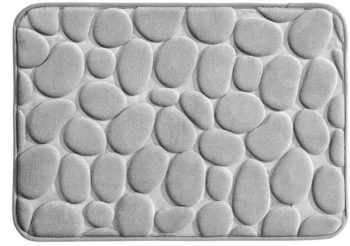 Covoras De Baie SIKS Model 3D Textil Antiderapant Uscare Rapida Ultra Absorbant Imprimeu Pietre Dimensiune 60 cm X 40 Cm Gri 