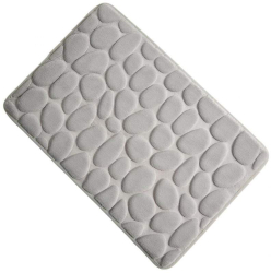 Covoras De Baie SIKS Model 3D Textil Antiderapant Uscare Rapida Ultra Absorbant Imprimeu Pietre Dimensiune 80 cm X 50 Cm Gri 