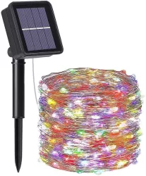 Instalatie de Craciun Liniara SIKS 30 m 300 LED-uri Incarcare Solara Cablu Cupru Energie Prin Panou Solar Interior/Exterior Fir Cupru 