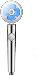 Para Cap de Dus SIKS cu Elice si Jet Turbo Tip Vortex Cu Presiune Foarte Puternica Filtru Apa Cap Rotativ 360° si Buton On/Off ALBAST 