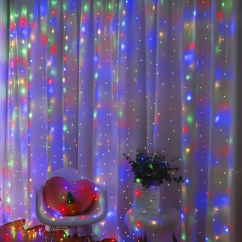 Plasă cu Lumini EDAR Tip Instalație de Crăciun Lungime 3 m Multicoloră Alimentare USB 8 Moduri de Iluminare Control Prin Telecomanda Rezistentă La Apa Luminozitate Reglabilă Cu Telec