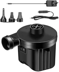 Pompa Electrica SIKS Pentru Umflat Si Dezumflat Saltele 3 Duze 240 V 12 V DC Buton On / Off Portabil Negru PRIZA+auto