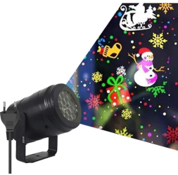 Proiector De Craciun EDAR Pentru Exterior Sau Interior Laser LED 1 Model Proiectie Cu Motive De Iarna Alimentare La Priza Rotativ Negru