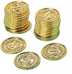Set 144 monede de joc model dolar din plastic Gonga® Auriu 