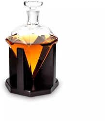 Set decantor in forma de diamant si 9 cuburi pentru racire bauturi 1000 ml Gonga® Transparent 