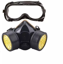 Set Ochelari Si Masca De Protectie EDAR 2 Filtre De Carbon Activ Anti-Praf Si Vapori Anti-Poluare Negru 