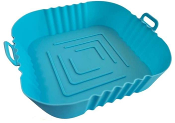 Tava De Protectie Din Silicon SIKS Pentru Air Fryer Universala Pentru Friteuza Prajit Copt Reutilizabila Patrata Albastra 