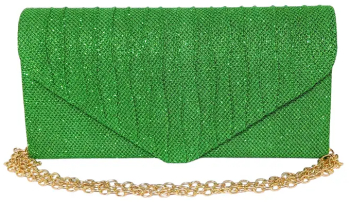 Geanta plic seara verde 20 x10 cm model in relief cu sclipici dungi drepte Magrot 25013 