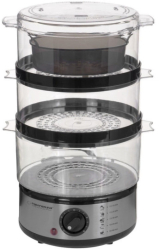 Aragaz cu aburi Esperanza EKG009 Vulcan Timer 400W 7.5 litri 3 nivele Inox/Negru 