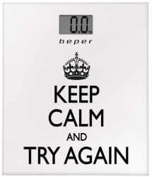 Cantar digital Beper Keep Calm 40.821 Pana la 180 kg Afisaj LCD Alb 