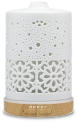 Difuzor de arome Beper 70.404 USB 5V 100 ml 2 moduri Husa ceramica Lumina LED 7 culori Alb 