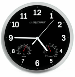 Ceas de perete Esperanza Lyon EHC016K Analog Higrometru Termometru Negru 