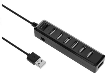 Hub USB cu 7 Porturi USB 2.0 Hi-Speed 480mbps Buton On/Off Negru 
