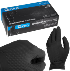 Manusi de protectie din nitril Solid Grip negru marimea XL 50 bucati Geko G75200-XL 