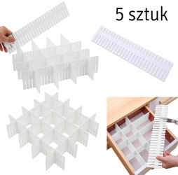 Organizator sertar 5 buc. plastic alb 
