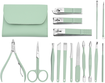 Set de manichiura foarfeca foarfece set manichiura Foarfece Pinceta Pila Husa 42069-GREEN 