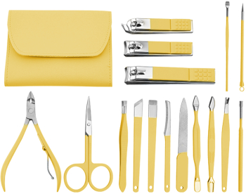 Set de manichiura foarfeca foarfece set manichiura Foarfece Pinceta Pila Husa 42069-YELLOW 
