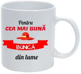 Cana alba personalizata Cea mai buna bunica 