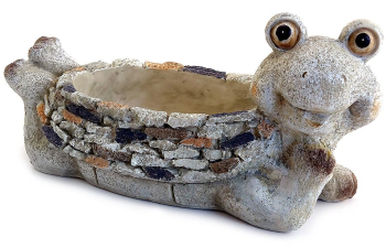 Decoratiune gradina ceramica broasca cu ghiveci 35x16x17 cm 