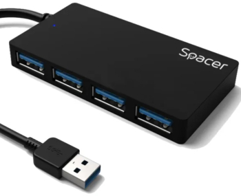 HUB extern SPACER porturi USB USB 3.0 x 4 conectare prin USB3.0 cablu 1m lungime 