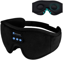 Masca de somn cu casti Bluetooth 3D neagra 45x11cm set 1 buc. 