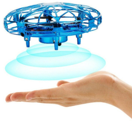 Nava Zburatoare UFO Lumini Led Senzori infrarosu incarcare Usb Albastru 