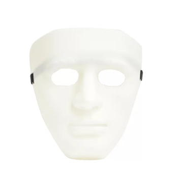 Masca Anonymous din plastic Gonga® Alb 