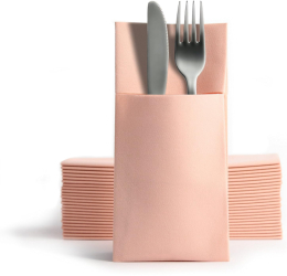 Set 40 servetele cu buzunare pentru tacamuri Alvotex 39 x 40 cm roz - RESIGILAT 