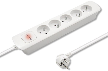 Prelungitor electric cu cablu Qoltec 5 prize 1 8m alb 