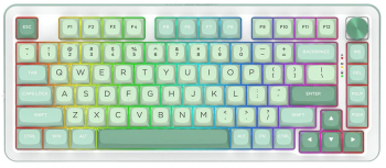 Tastatura gaming mecanica Bluetooth cu si fara fir Redragon Cyrus Pro Alba cu Verde iluminare RGB 