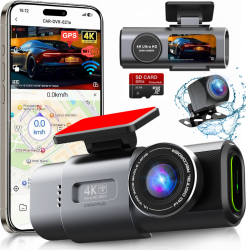 Camera Auto Dubla de bord 4k &ndash 2160p Full HD VisionHub® WIFI + GPS G-Senzor Reglabil Aplicatie pe Telefon Night Vision Inreg 