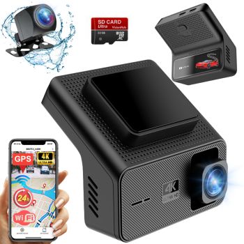 Camera Auto Dubla de bord 4k &ndash 2160p Full HD VisionHub® WIFI + GPS Monitorizare PARCARE 24h G-Senzor Aplicatie Telefon Night 