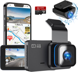 Camera Auto Dubla de bord 4k - Full HD VisionHub® WIFI + GPS G-Senzor Reglabil Aplicatie pe Telefon Night Vision Loop Recording U 