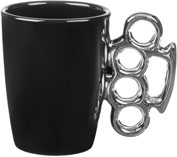 Cana Mare cu maner 3D pumn Ceramica Negru carbune 400 ml 8.8x11.2 cm 