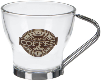 Ceasca de cafea cu Maner metalic Sticla Alb transparent 85 ml 7x6 cm 