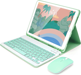 Husa cu tastatura si mouse Wireless Bluetooth pentru Samsung Galaxy Tab A7 Lite 8.7 inch T220 T225 Sigloo Green 