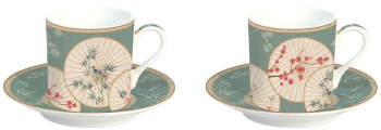 Set portelan 2 cani 75ml si farfurii Oriental Dreams