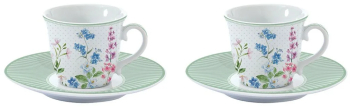 Set portelan 2 cesti si farfurii 80ml Floraison