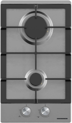 Plita incorporabila Heinner HBH-M302FIX Gaz 2 arzatoare Gratar fonta Aprindere electrica Dispozitiv de siguranta 30 cm Inox