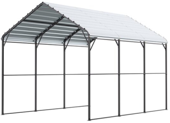 Copertina auto carport 3 x 4.5 x 3.15 m cadru si acoperis otel galvanizat prelata laterala 8 coloane 
