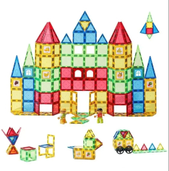 Set de constructie 2D 3D din placi magnetice 101 piese joc educativ cadou fete baieti multicolor 3 -13 