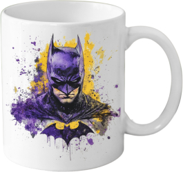 Cana din ceramica haioasa 330 ml alba pentru pasionatii de desene animate Eroi Marvel Batman