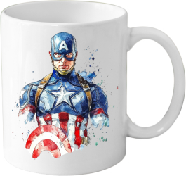 Cana din ceramica haioasa 330 ml alba pentru pasionatii de desene animate SuperEroi Marvel Captain America 