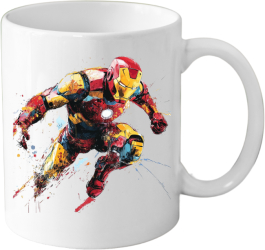 Cana din ceramica haioasa 330 ml alba pentru pasionatii de desene animate SuperEroi Marvel IRON MAN 