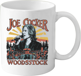 Cana din ceramica haioasa 330 ml alba pentru pasionatii de muzica Joe Cocker 