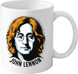 Cana din ceramica haioasa 330 ml alba pentru pasionatii de muzica John Lennon 2 