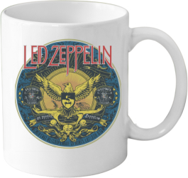 Cana din ceramica haioasa 330 ml alba pentru pasionatii de muzica Led Zeppelin 