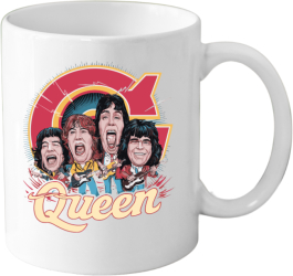 Cana din ceramica haioasa 330 ml alba pentru pasionatii de muzica Queen 